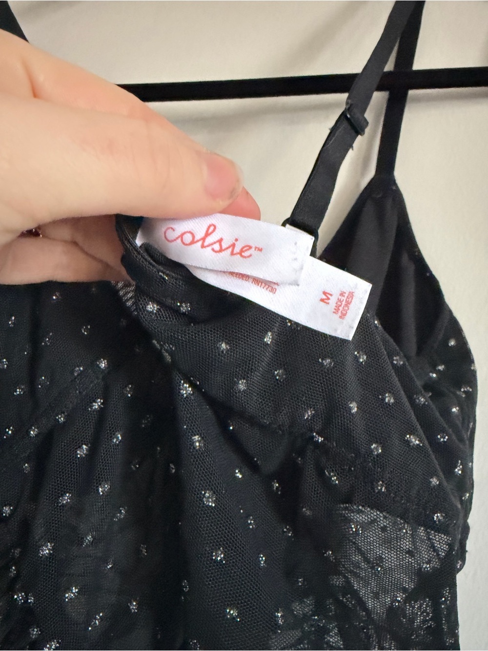 Colsie Black Sparkle Mesh Ruched Cami medium - Picture 3 of 4